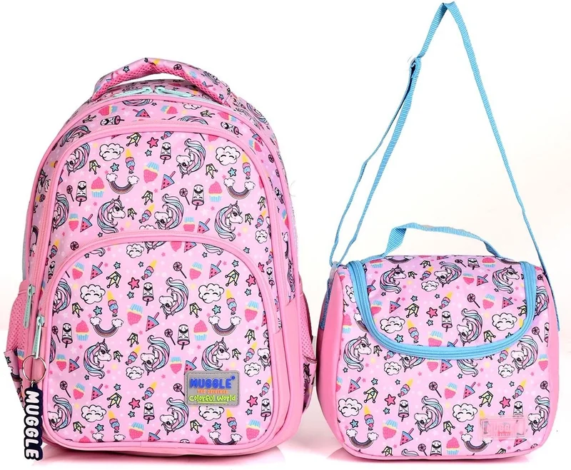 muggle MU-003 Unicorn School Backpack Set of 2 Pink