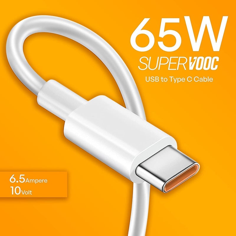 Lynacz Original Original 65W Type-C USB Cable Compatible With Realme 9 5G SE USB Cable Original Like Charger Cable | Quick, Dash, Warp, Dart, Flash, Turbo, Fast |Type C to USB-A HGFT997B67 - Image 1