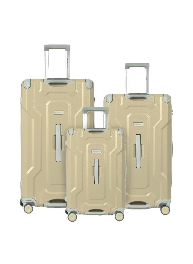 توم كروزر طقم الحقائب Tom Cruiser Trunk Case – حقيبة صلبة بعجلات (هارد شيل)، 3 قطع، لون بيج (20، 24، 28 إنش) - Image 1