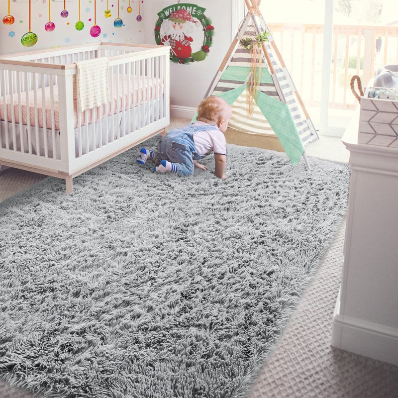 Andecor سجاد أنديكور الناعم والفاخر لغرفة النوم، 4 × 6 أقدام سجادة داخلية شاجي فاخرة للأطفال والرضع وسكن الطلاب وغرفة المعيشة وديكور المنزل، رمادي - Image 2
