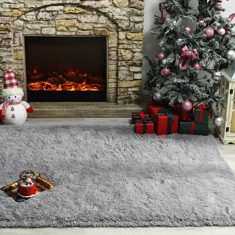 Andecor سجاد أنديكور الناعم والفاخر لغرفة النوم، 4 × 6 أقدام سجادة داخلية شاجي فاخرة للأطفال والرضع وسكن الطلاب وغرفة المعيشة وديكور المنزل، رمادي - Image 4