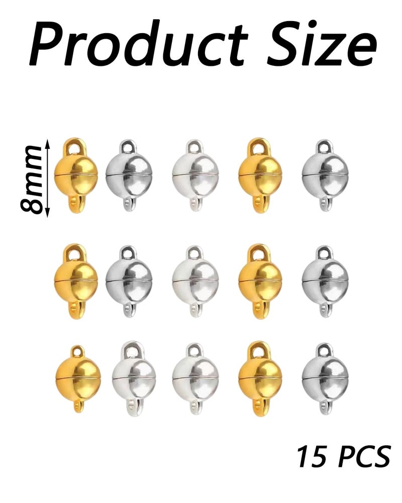 KalamkariX 15 PCS Magnetic Clasp for Bracelet, DIY Jewelry Making Supplies, Strong Magnetic Jewelry Clasps for Necklace Bracelet, Round Magnetic Clasps for Jewelry Findings - Image 2