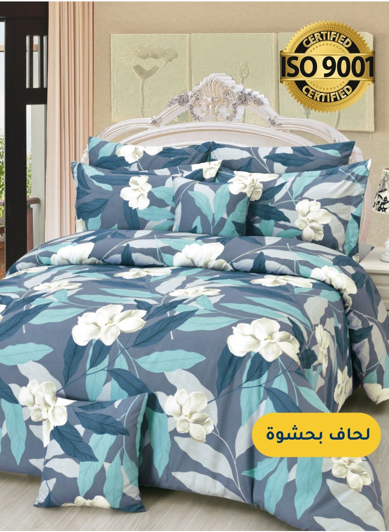 Master Home Textile - Microfiber Printed Comforter Sets, Fits 200 x 200 cm King / Double Size Bed, 8 Pcs, With Soft Filling, Celine Series - Image 1