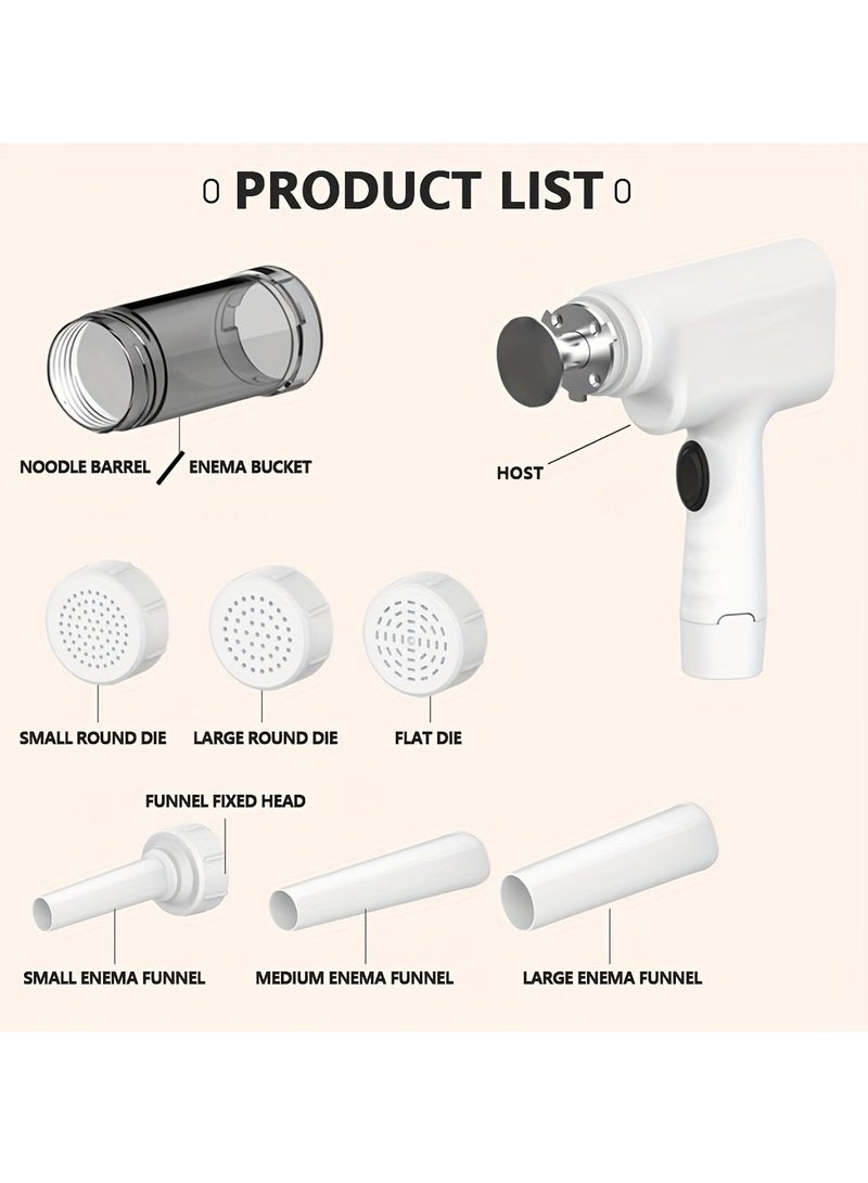 ماكينة صنع المعكرونة الكهربائية الأوتوماتيكية، مزودة بـ 6 قوالب و3 قمع، ماكينة عالية الكفاءة لصنع المعكرونة والنقانق والسباغيتي والرافيولي والرامن، مثالية للمطبخ المنزلي. - Image 4