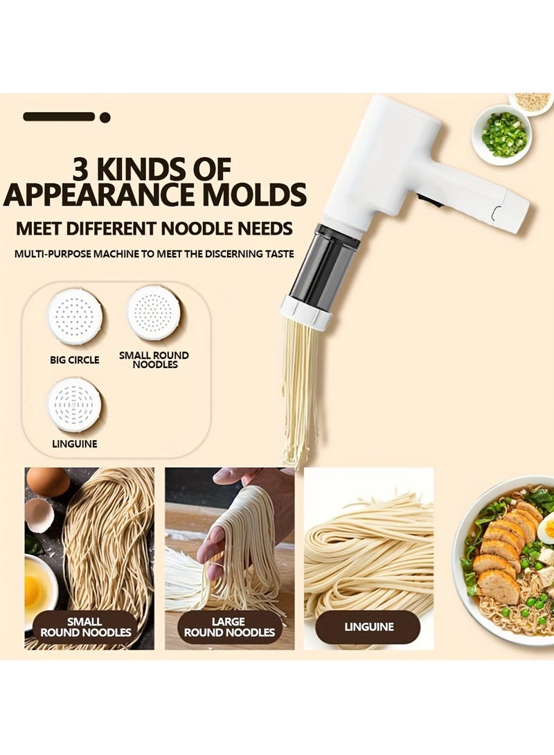 ماكينة صنع المعكرونة الكهربائية الأوتوماتيكية، مزودة بـ 6 قوالب و3 قمع، ماكينة عالية الكفاءة لصنع المعكرونة والنقانق والسباغيتي والرافيولي والرامن، مثالية للمطبخ المنزلي. - Image 2