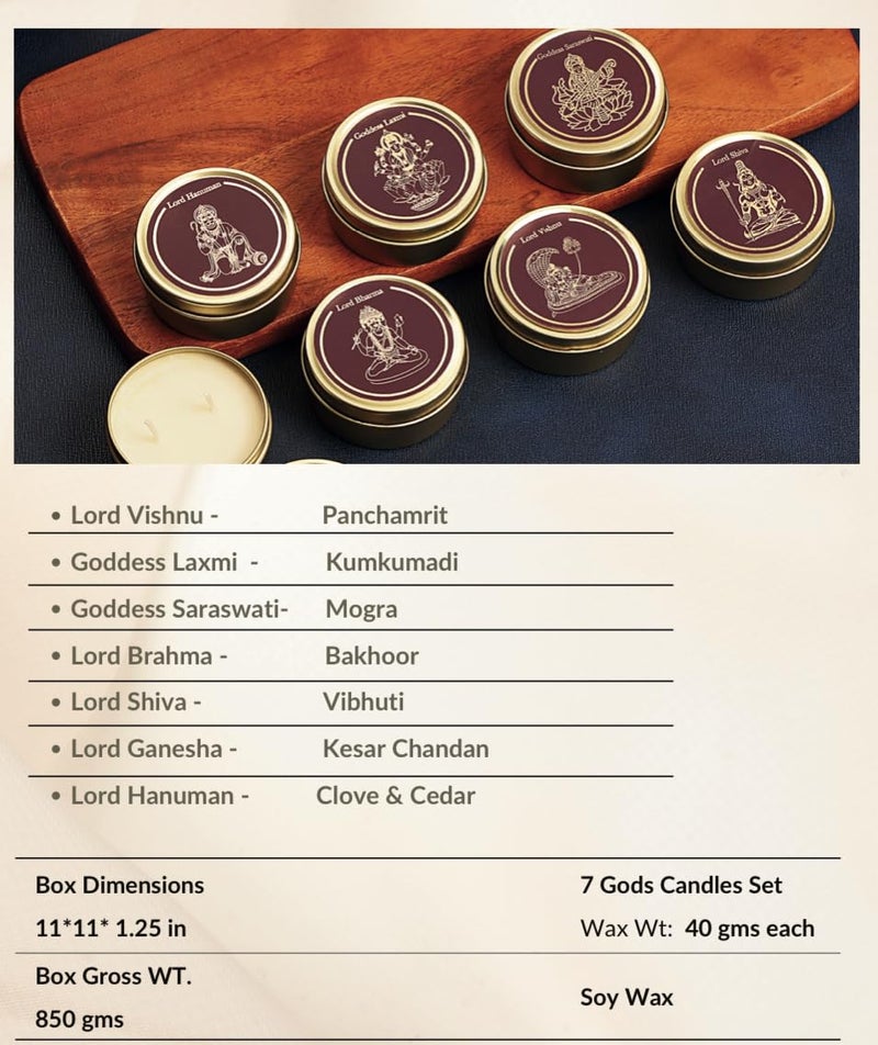 PROSPERRO LUMO by Parkash Candles Luxury 7 God Premium Fragrances Candle Set || Dual Wick || PANCHAMRIT || KUMKUMADI || MOGRA || BAKHOOR || VIBHUTI || Kesar Chandan || Clove & Cedar - Image 4