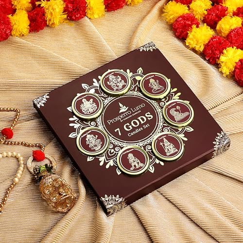 PROSPERRO LUMO by Parkash Candles Luxury 7 God Premium Fragrances Candle Set || Dual Wick || PANCHAMRIT || KUMKUMADI || MOGRA || BAKHOOR || VIBHUTI || Kesar Chandan || Clove & Cedar - Image 2