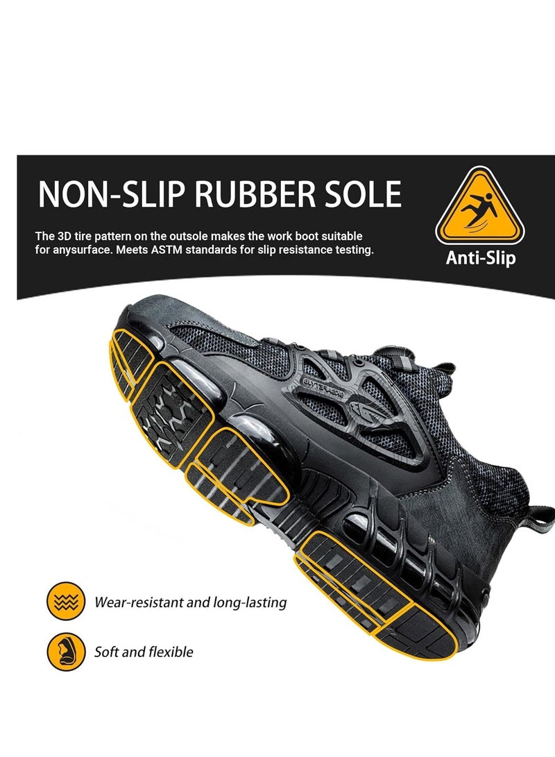 Steel Toe Shoes for Men Lightweight Safety Shoes Comfortable Puncture Proof Slip On Indestructible Work Shoes.