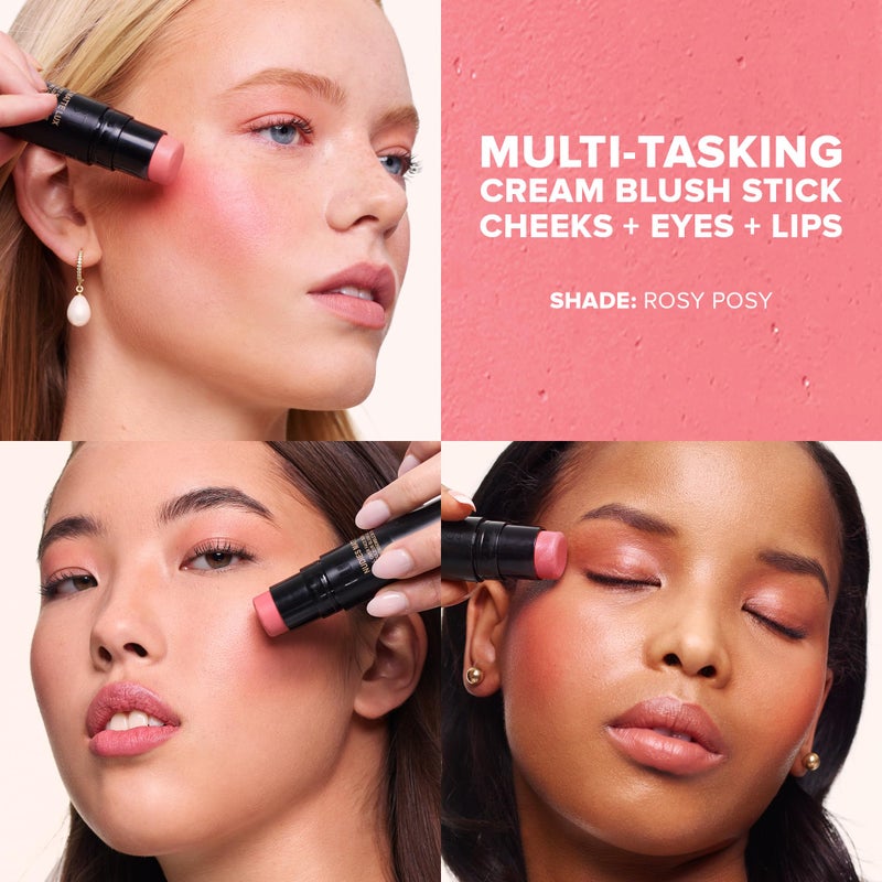 Nudestix Nudies Matte Lux - 3-in-1 Soft-Matte Blush Stick for Cheeks, Eyes & Lips with Built-In Brush | Cream-to-Powder Finish with Blurring Effect | Clean, Vegan, Travel-Friendly Makeup (Rosy Posy) - Image 2
