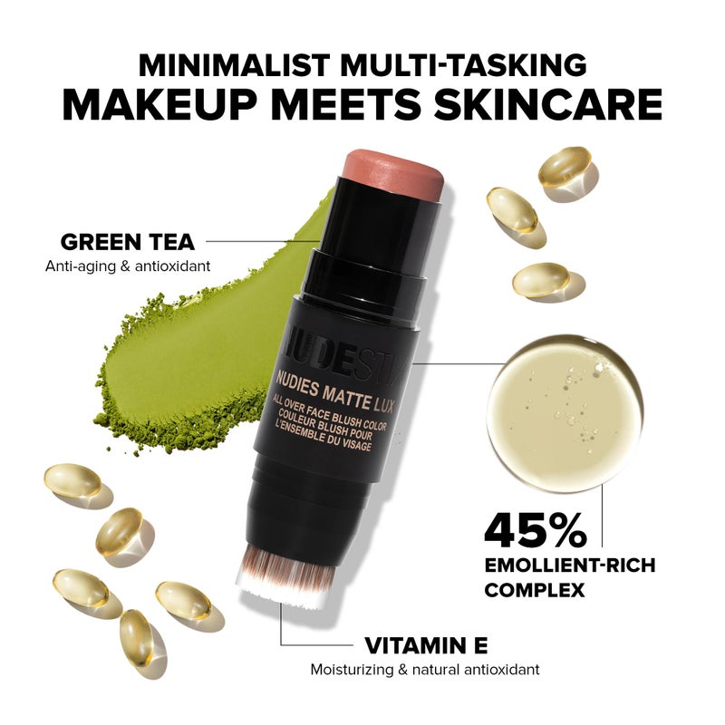 Nudestix Nudies Matte Lux - 3-in-1 Soft-Matte Blush Stick for Cheeks, Eyes & Lips with Built-In Brush | Cream-to-Powder Finish with Blurring Effect | Clean, Vegan, Travel-Friendly Makeup (Rosy Posy) - Image 3