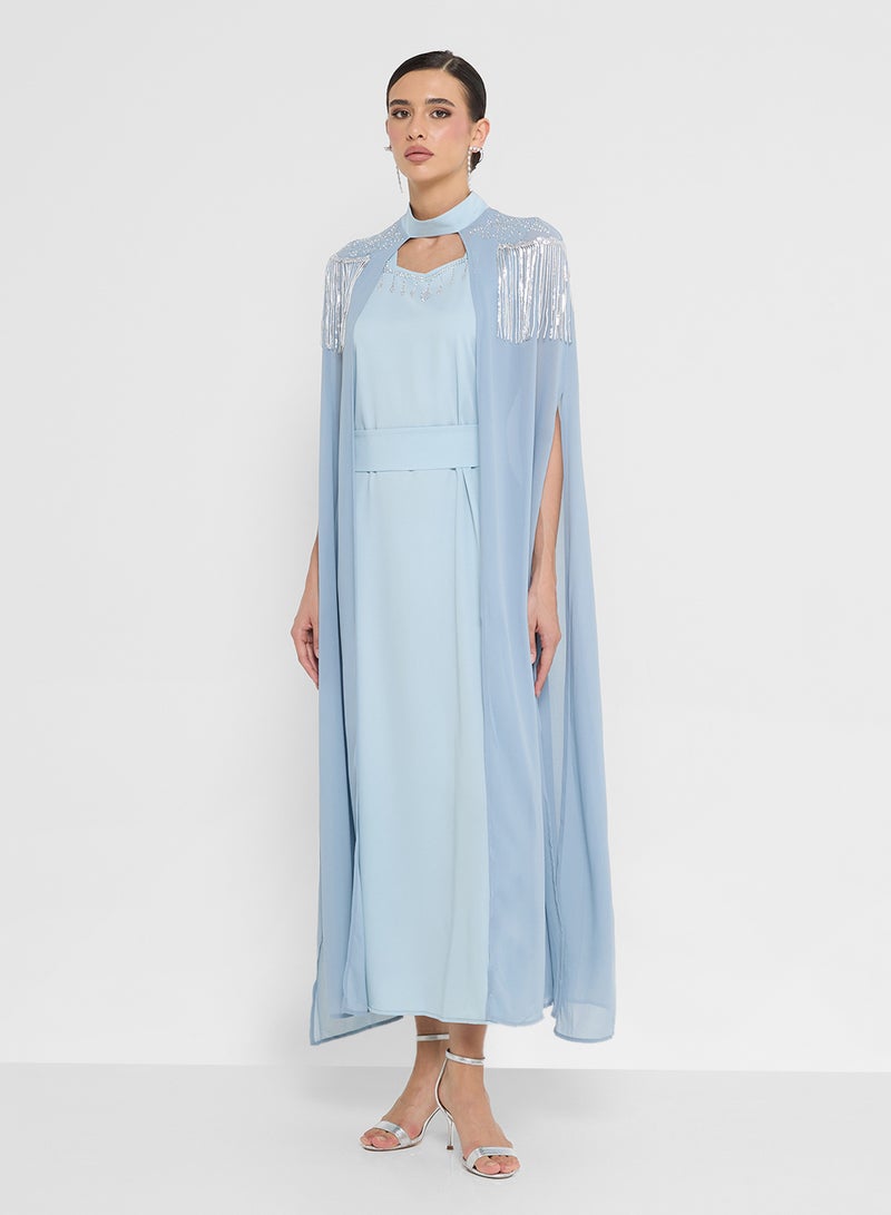 Khizana Embellished Dress With Cape Sleeves - Image 1