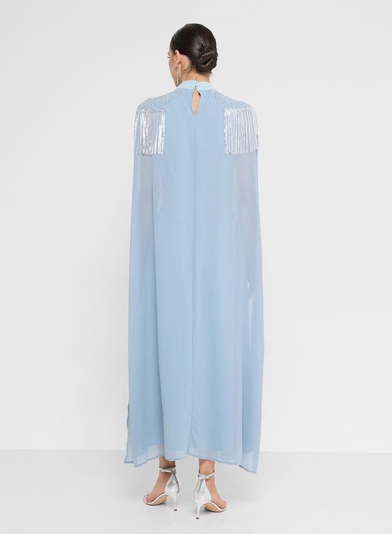 Khizana Embellished Dress With Cape Sleeves - Image 2