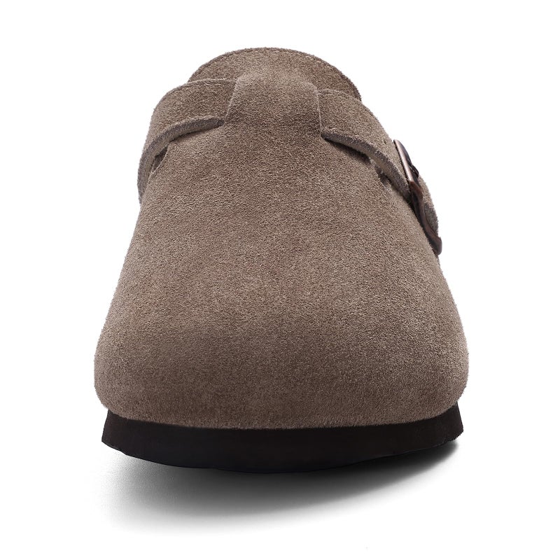 KIDMI Genuine Suede Clogs for Women Cork Footbed Sandals Leather Mules Potato Shoes with Arch Support Mocha 40 (Size 8.5) - Image 4