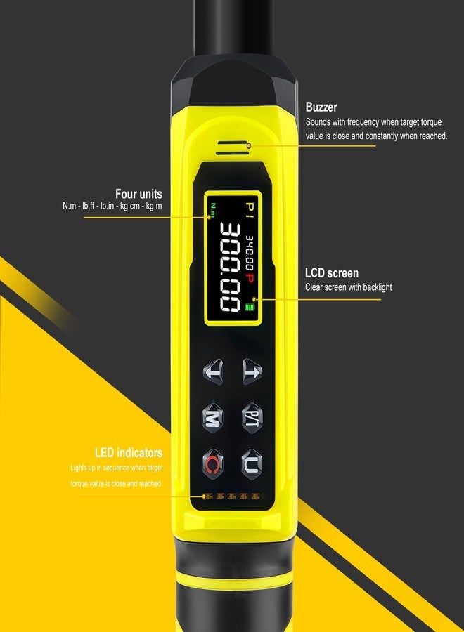 ATsafepro Digital Torque Wrench-1/2-Inch Drive & 5.1-340Nm (3.8-250.8 ft-lb), Heavy Duty Torque Wrench with Buzzer, 5 Units, ±2% Accuracy for Trucks & Machinery - Image 3