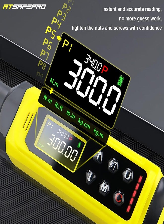 ATsafepro Digital Torque Wrench-1/2-Inch Drive & 5.1-340Nm (3.8-250.8 ft-lb), Heavy Duty Torque Wrench with Buzzer, 5 Units, ±2% Accuracy for Trucks & Machinery - Image 4