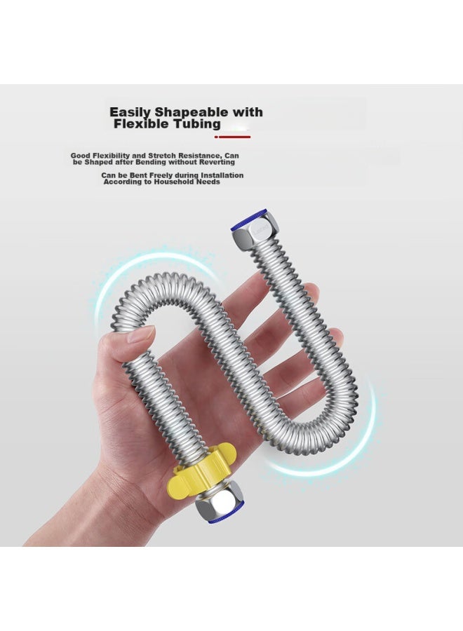 Larsd 80cm Gas Water Heater Corrugated Pipe, 304 Stainless Steel Inlet Flexible Hose, Wall-mounted Boiler, Electric Water Heater Inlet Pipe - Image 2
