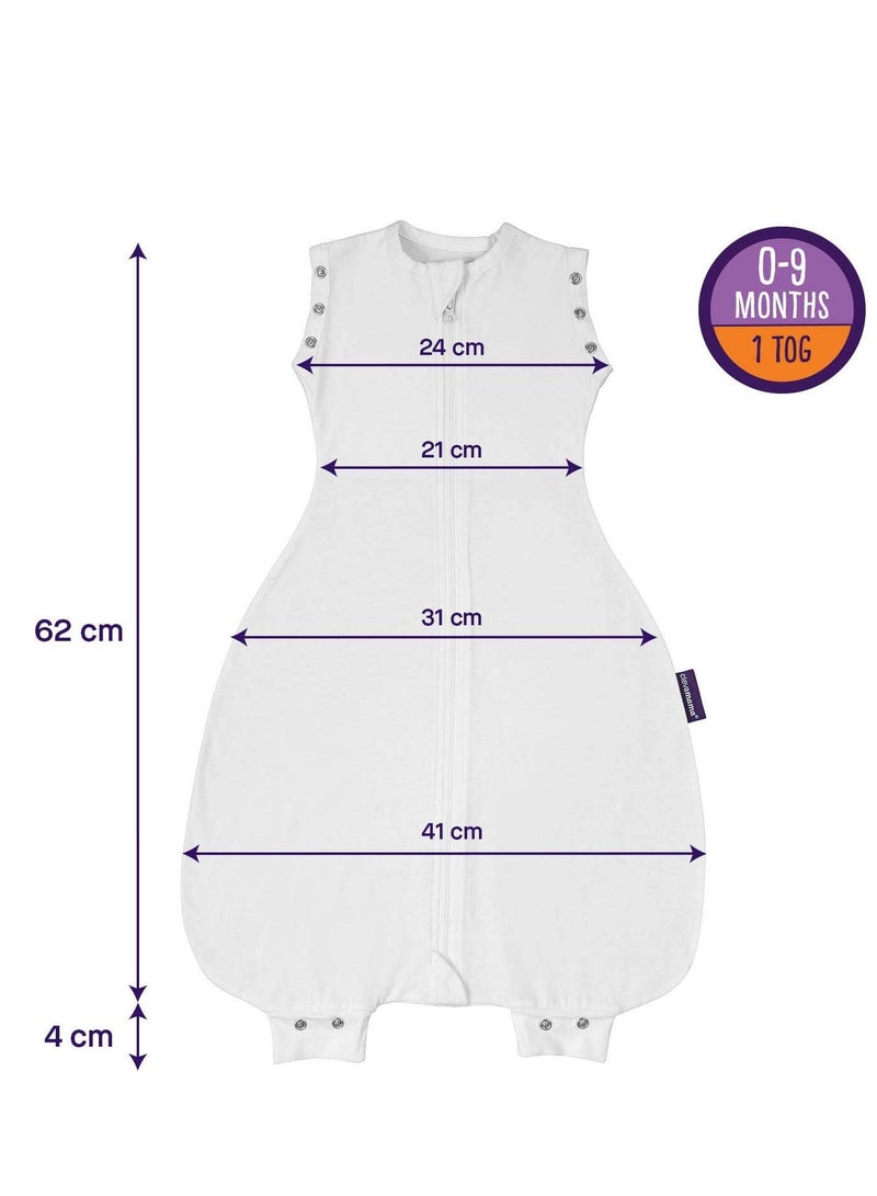 Clevamama 3 in 1 Nite Nite Romper & Sleeping Bag  1 Tog - White (0-9m) - Image 3