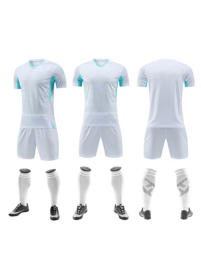 Men's and Women's Football Uniforms Suit Professional Quick-Dry Match Training Team Uniforms Adult Children's Football Clothes White