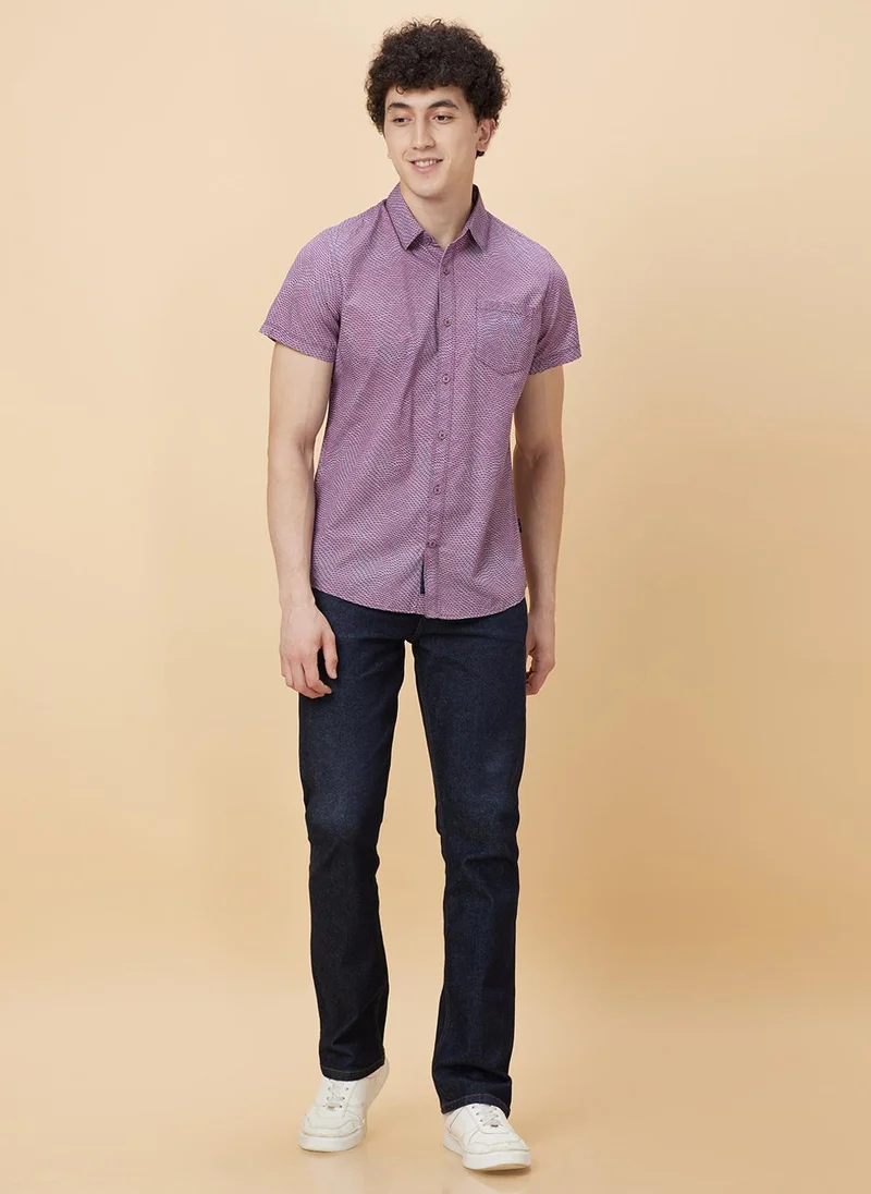 Being Human PINK/BLUE Slim Fit Micro Ditsy Printed Casual Shirt for Men | Best Price UAE