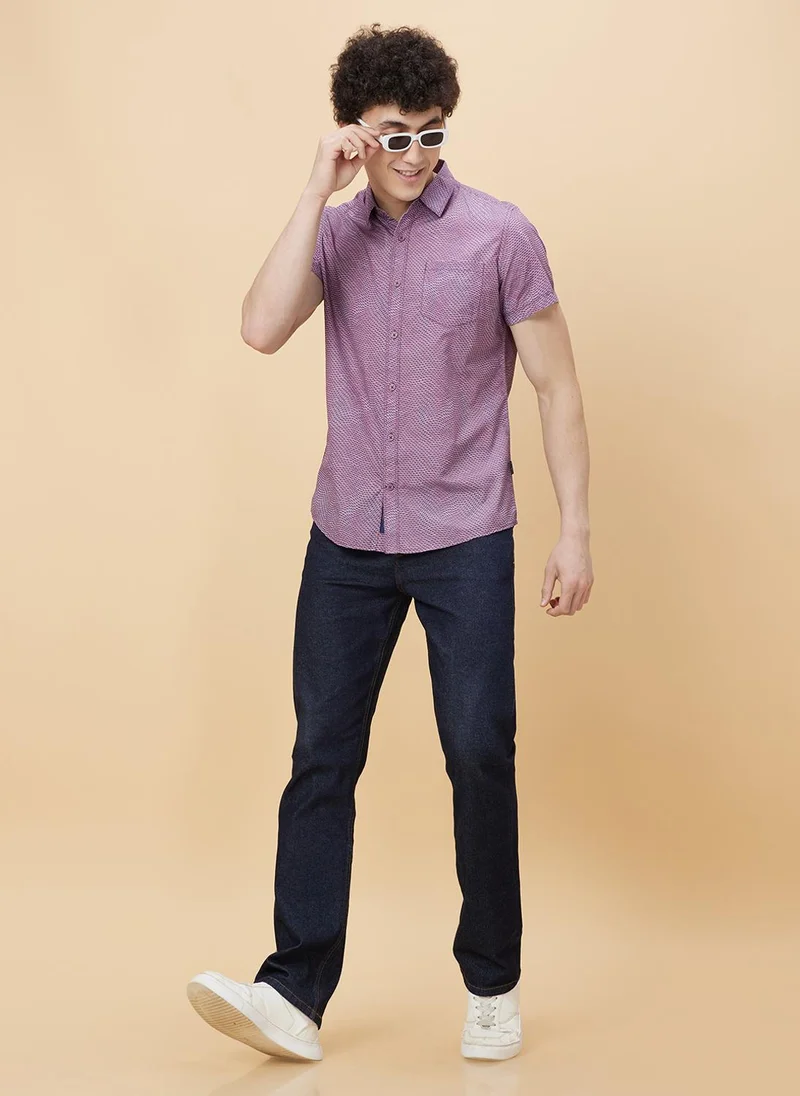 Being Human PINK/BLUE Slim Fit Micro Ditsy Printed Casual Shirt for Men | Best Price UAE
