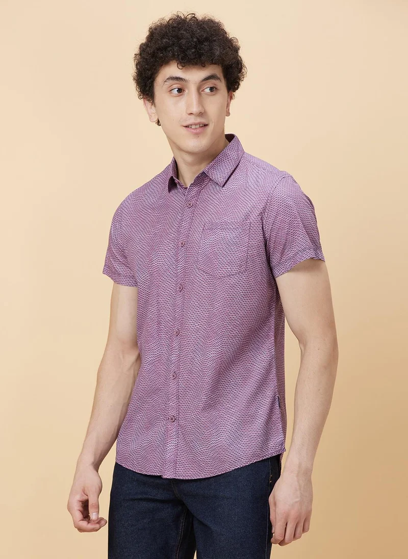 Being Human PINK/BLUE Slim Fit Micro Ditsy Printed Casual Shirt for Men | Best Price UAE