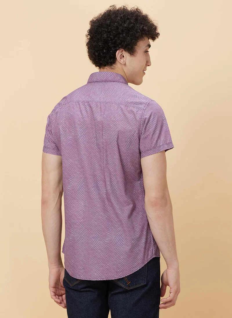 Being Human PINK/BLUE Slim Fit Micro Ditsy Printed Casual Shirt for Men | Best Price UAE