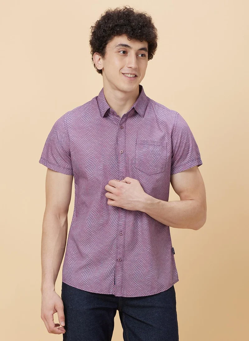 Being Human PINK/BLUE Slim Fit Micro Ditsy Printed Casual Shirt for Men | Best Price UAE