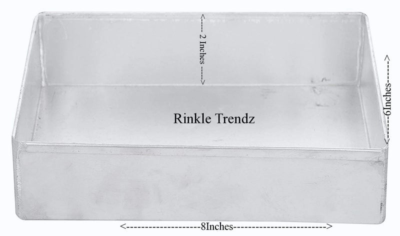 RINKLE TRENDZ Aluminium Rectangle/Sweet/Baking Tin - 6 X 8 X 2 Inches - 1 Qty - Image 2
