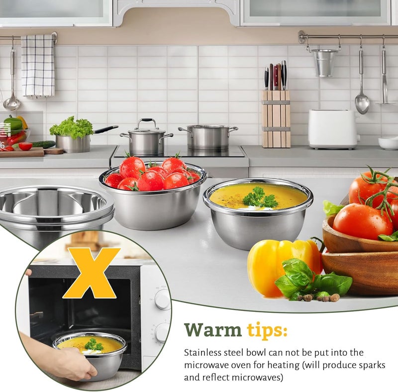Realand Stainless Steel Bowl Set of 4, Thicker 18/8 Stainless Mixing Bowls 1.5 Quart, Salad Bowls, Nesting Metal Prep Bowls for Cooking Baking Marinating, Serving Bowls for Cereal Soup - Image 3