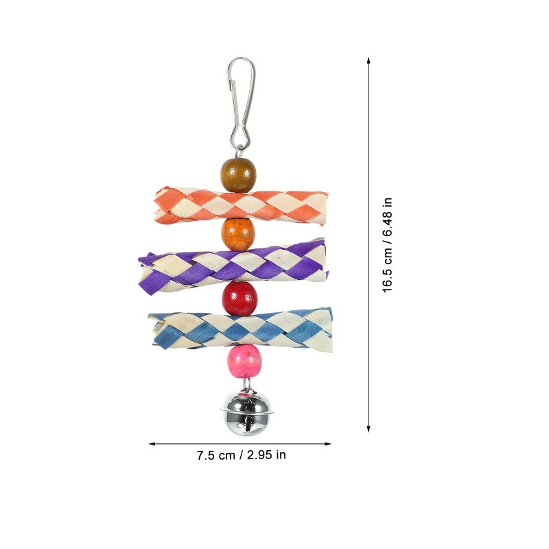 Natural Wood Parrot Chewing Hanging Foraging Toy With Colorful Beads For Cage Accessory - Image 3