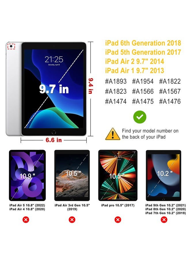 Boxdljh غطاء آي باد AWH مقاس 9.7 بوصة يناسب آي باد 9.7 2018 2017 / آي باد إير 2 / آي باد إير - غطاء دوار 360 درجة لآي باد 9.7 بوصة (الجيل الخامس، الجيل السادس) / آي باد إير 2 / آي باد إير مع خاصية النوم التلقائي (أسود) - Image 2