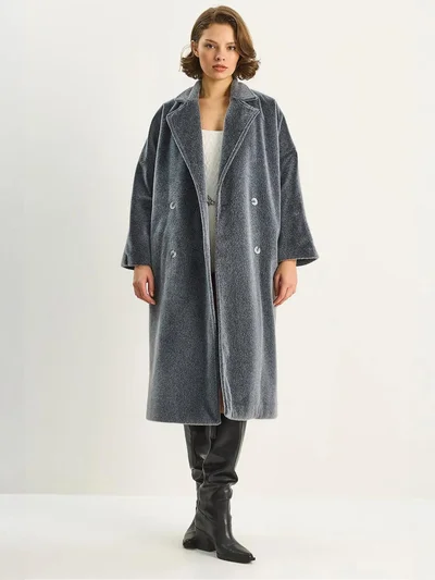 Bianco Lucci LUCCI Plush Buttoned Coat