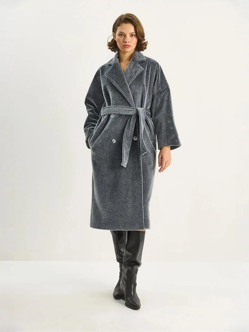 Bianco Lucci LUCCI Plush Buttoned Coat