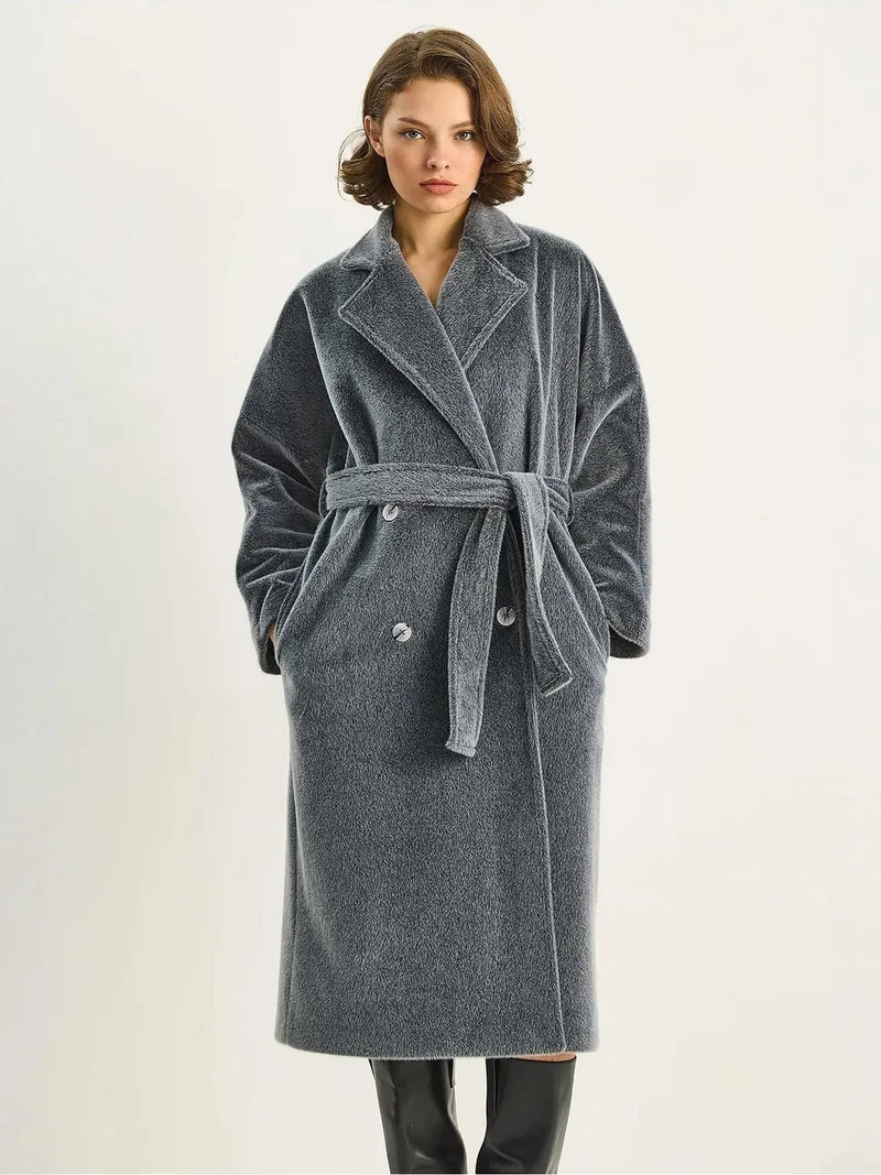 Bianco Lucci LUCCI Plush Buttoned Coat