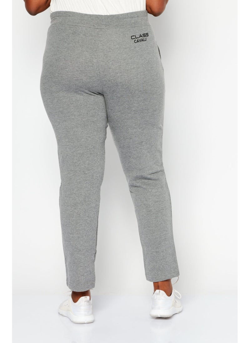 Cavalli Class Women Sportswear Fit  Drawstring Brand Logo Pull On Sweatpants, Grey - Image 5