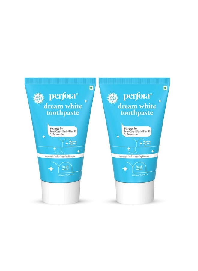 Perfora - Teeth Whitening Toothpaste Combo Pack For Visible Whiter Teeth - 300 G (150G X 2) | Sls & Fluroide Free Toothpaste | No Artificial Sweetners | Toothpaste For Kids & Adults | Tripe Mint - Image 1