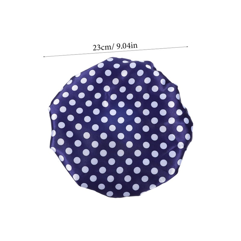 Waterproof Reusable EVA Shower Cap Adjustable for Women Dot Print Splashproof Bathing Hat - Image 3