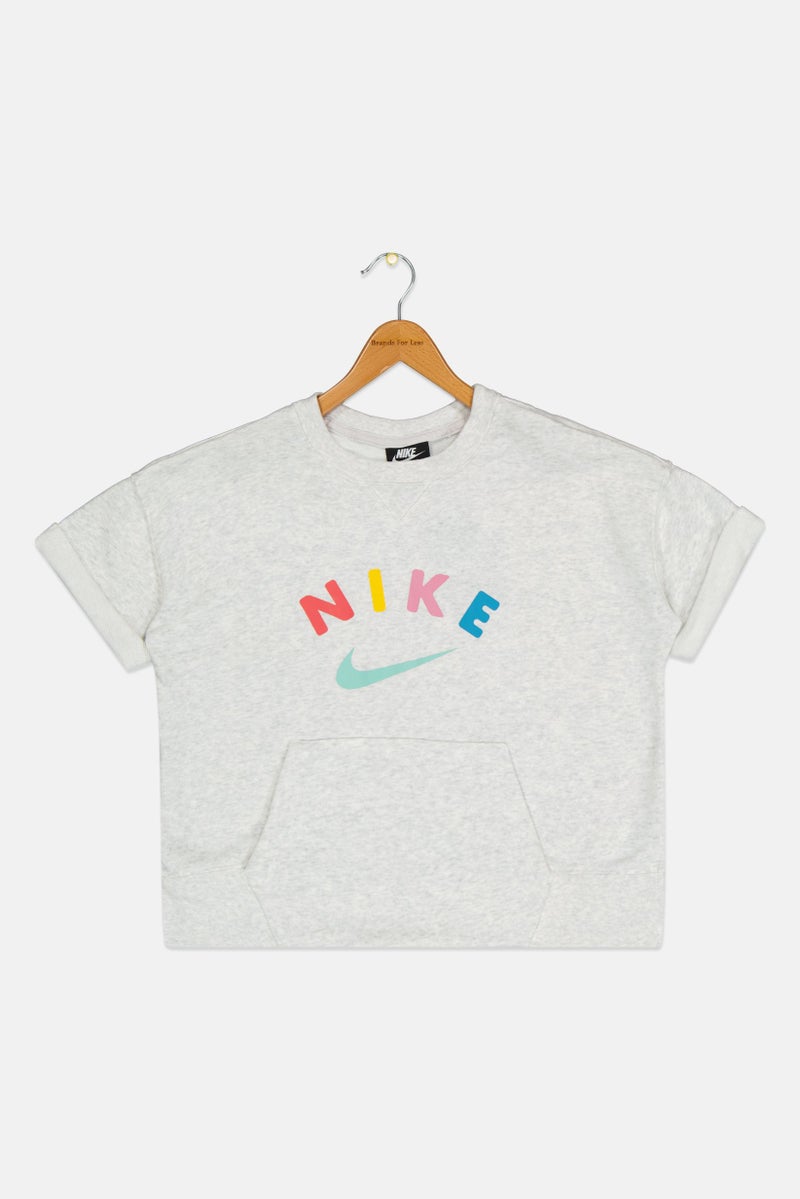 Nike Kids Girl Short Sleeve Outdoor Top, Heather Grey - Image 1