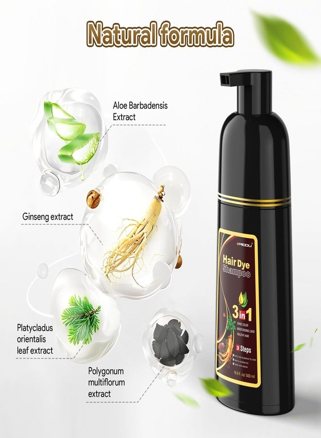 MEIDU Black Hair Dye Shampoo 3 in 1 for Gray Hair, Black Hair Dye for Women Men, Hair Color for Women Herbal Ingredients Natural (500ml,16.9oz) (Chestnut Brown) - Image 4