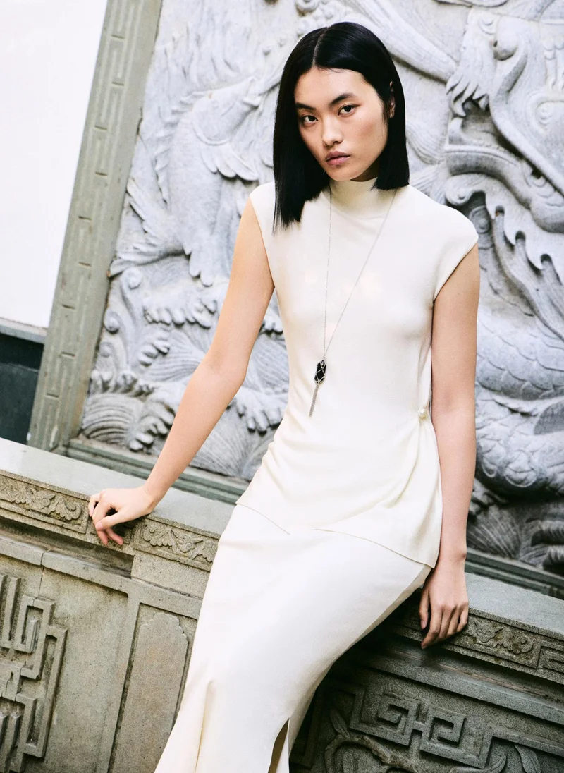 Lichi  Jersey midi skirt with a slit for Women | Best Price UAE