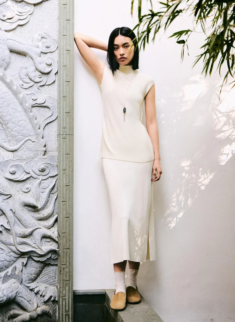 Lichi  Jersey midi skirt with a slit for Women | Best Price UAE