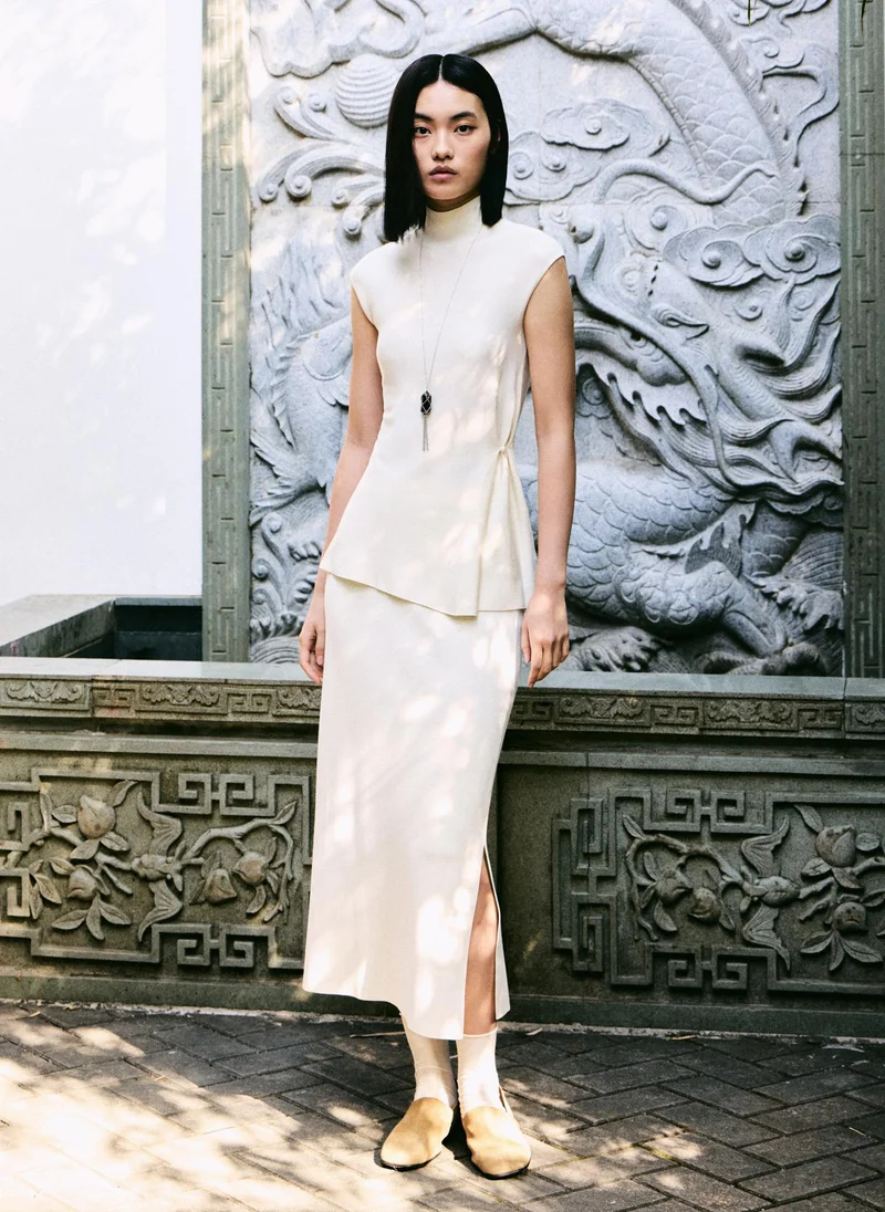 Lichi  Jersey midi skirt with a slit for Women | Best Price UAE