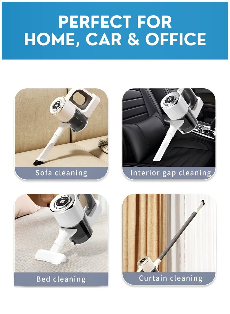 JUNI 120W Cordless Vacuum Cleaner for Home & Car, 2-in-1 Stick & Handheld Wireless Vacuum with 2000mAh Battery, 900ml Dust Cup, Type-C Fast Charging, One-Button Dust Release, Detachable Washable Filter, Lightweight Rechargeable Cleaner for Tiles, Sofa & Mattress (KJ-09) - Image 3