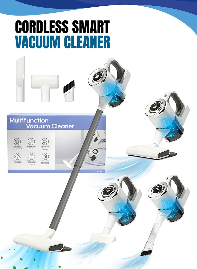 JUNI 120W Cordless Vacuum Cleaner for Home & Car, 2-in-1 Stick & Handheld Wireless Vacuum with 2000mAh Battery, 900ml Dust Cup, Type-C Fast Charging, One-Button Dust Release, Detachable Washable Filter, Lightweight Rechargeable Cleaner for Tiles, Sofa & Mattress (KJ-09) - Image 1