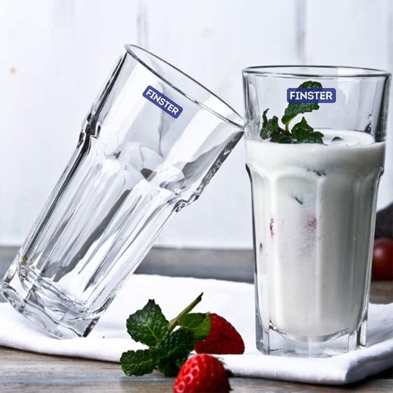 FINSTER European Long Chai Iced Tea Cold Coffee Glasses Set of 12360ml Highball Crystal Mocktail Cocktail Glass Set Tumbler - Image 1