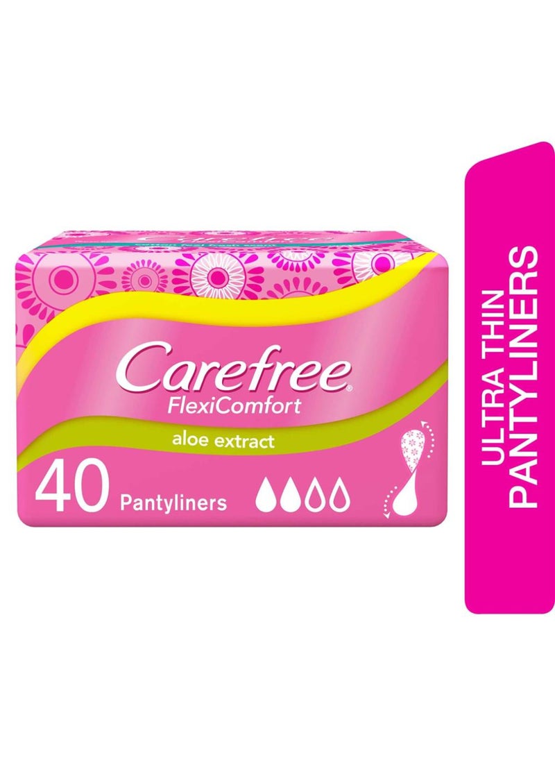 Carefree Panty Liners Flexi Comfort Aloe Pack of 40 Count 