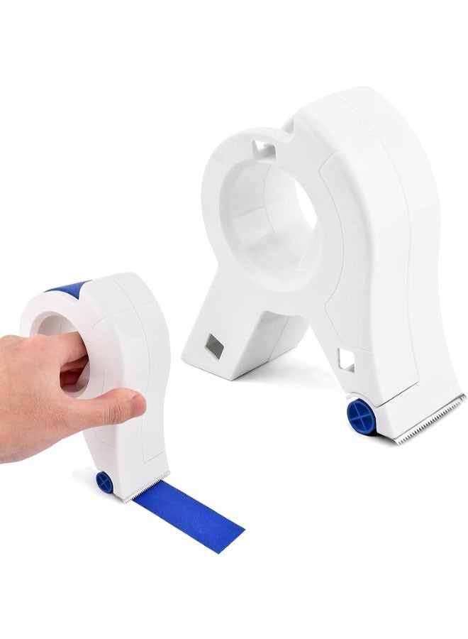 Portable Masking Tape Dispenser, Easy Grip Rounded Handle Paint Tape Applicator Tool for Clean Edges, Time-Saving Compact Design for DIY, Trim, and Professional Painting Projects (White) - Image 1