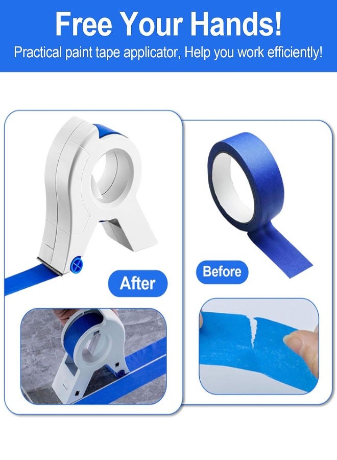 Portable Masking Tape Dispenser, Easy Grip Rounded Handle Paint Tape Applicator Tool for Clean Edges, Time-Saving Compact Design for DIY, Trim, and Professional Painting Projects (White) - Image 4