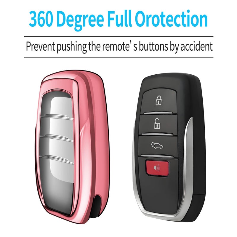 Autophone Key Fob Cover with keychain Compatible with Toyota 2025-2026 Camry 4Runner,2021-2026 Venza,Sienna, 2019-2026 Land Cruiser,Fortuner,Mirai, 2023-2026 Highlander,Prius,Corolla(Pink) - Image 4