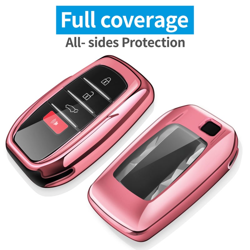 Autophone Key Fob Cover with keychain Compatible with Toyota 2025-2026 Camry 4Runner,2021-2026 Venza,Sienna, 2019-2026 Land Cruiser,Fortuner,Mirai, 2023-2026 Highlander,Prius,Corolla(Pink) - Image 3